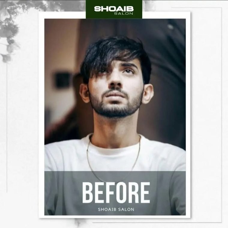 Client before their appointment at Shoaib Salon