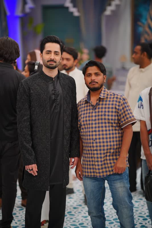 Shoaib Bashir with a client at Shoaib Salon